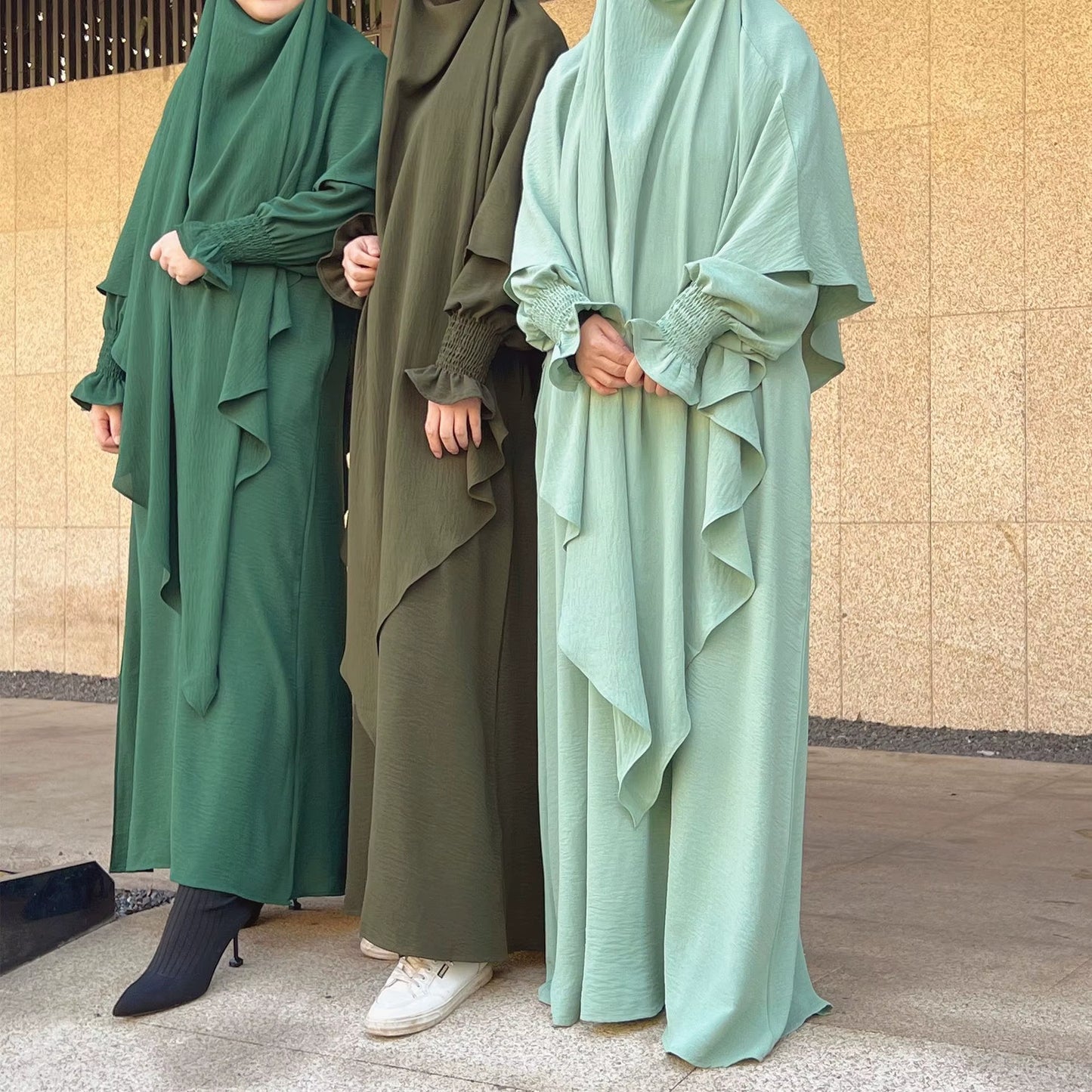 Muslim Abaya Khimar Sets for Woman Jilbab 2 Piece Suit Eid Ramadan Plain Dress Woman Prayer Clothes Islam Clothing Modest Robe