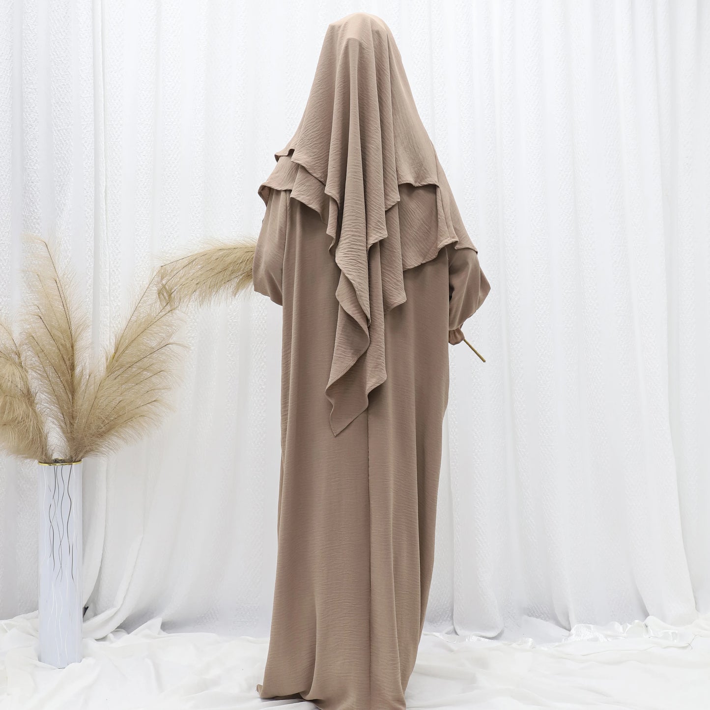 Muslim Abaya Khimar Sets for Woman Jilbab 2 Piece Suit Eid Ramadan Plain Dress Woman Prayer Clothes Islam Clothing Modest Robe