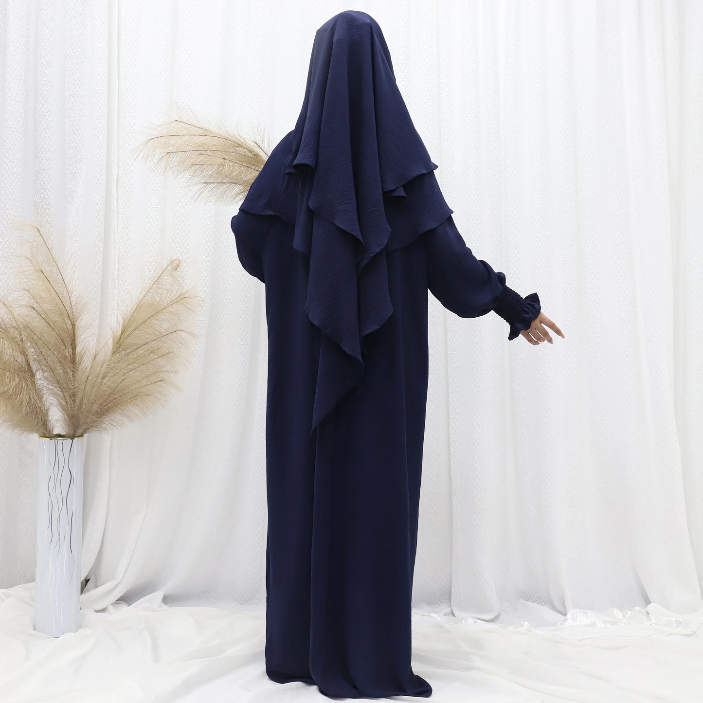 Muslim Abaya Khimar Sets for Woman Jilbab 2 Piece Suit Eid Ramadan Plain Dress Woman Prayer Clothes Islam Clothing Modest Robe