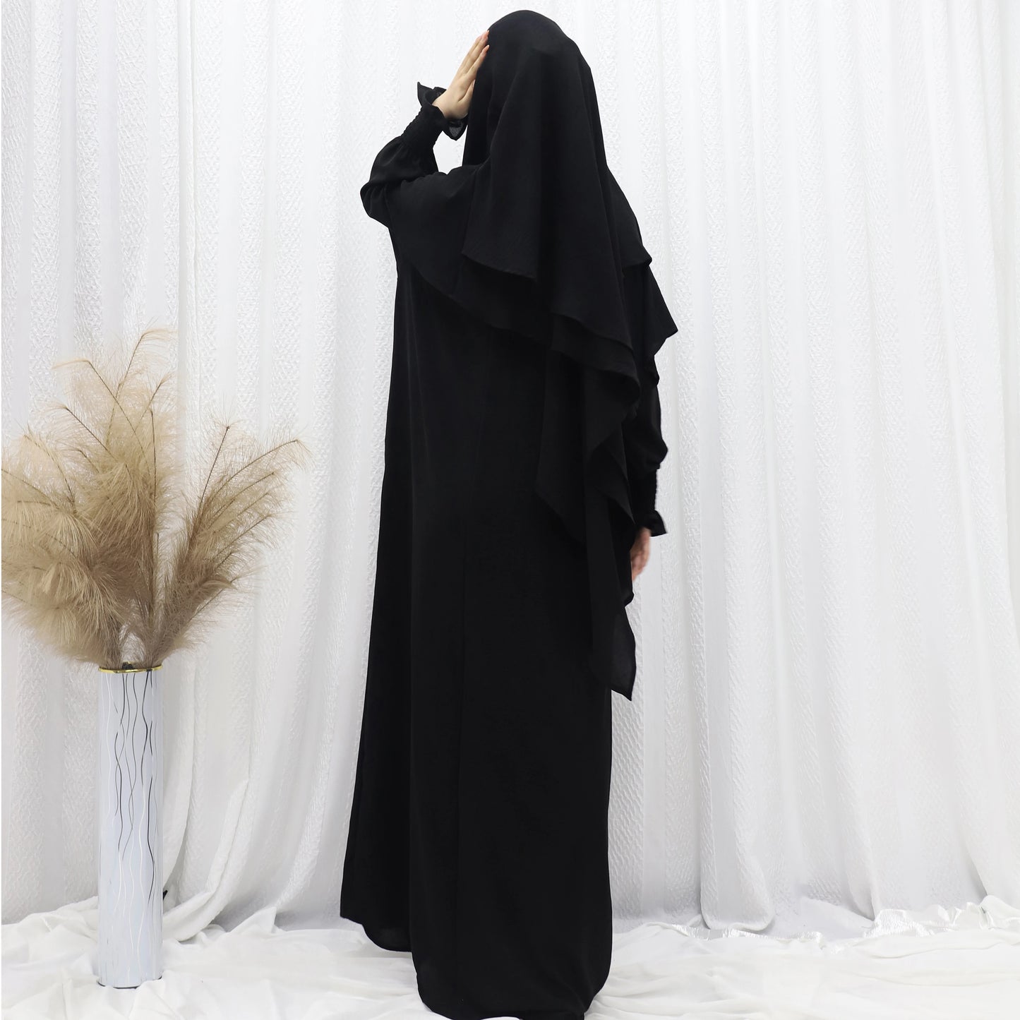 Muslim Abaya Khimar Sets for Woman Jilbab 2 Piece Suit Eid Ramadan Plain Dress Woman Prayer Clothes Islam Clothing Modest Robe