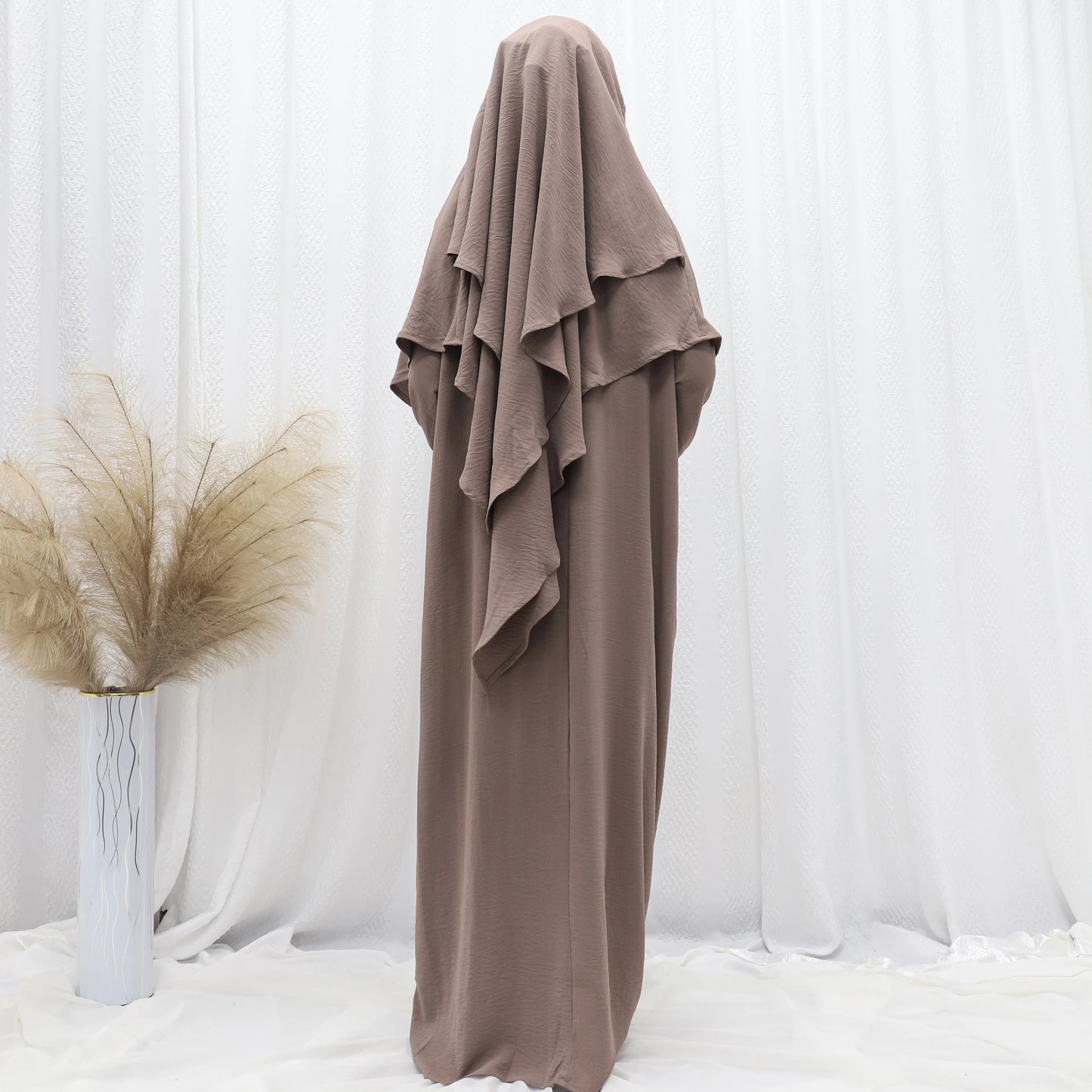 Muslim Abaya Khimar Sets for Woman Jilbab 2 Piece Suit Eid Ramadan Plain Dress Woman Prayer Clothes Islam Clothing Modest Robe