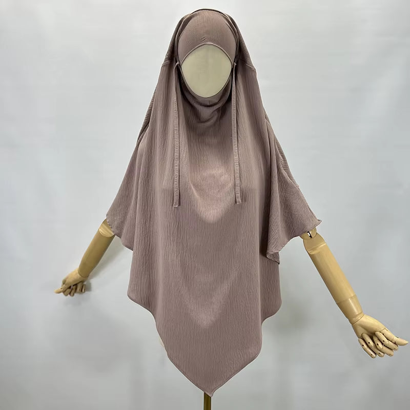 Khimar Two Layer Jazz Crepe Double Layers High Quality Muslim Modest Fashion Prayer Long Hijab Wholesale Islamic Clothing